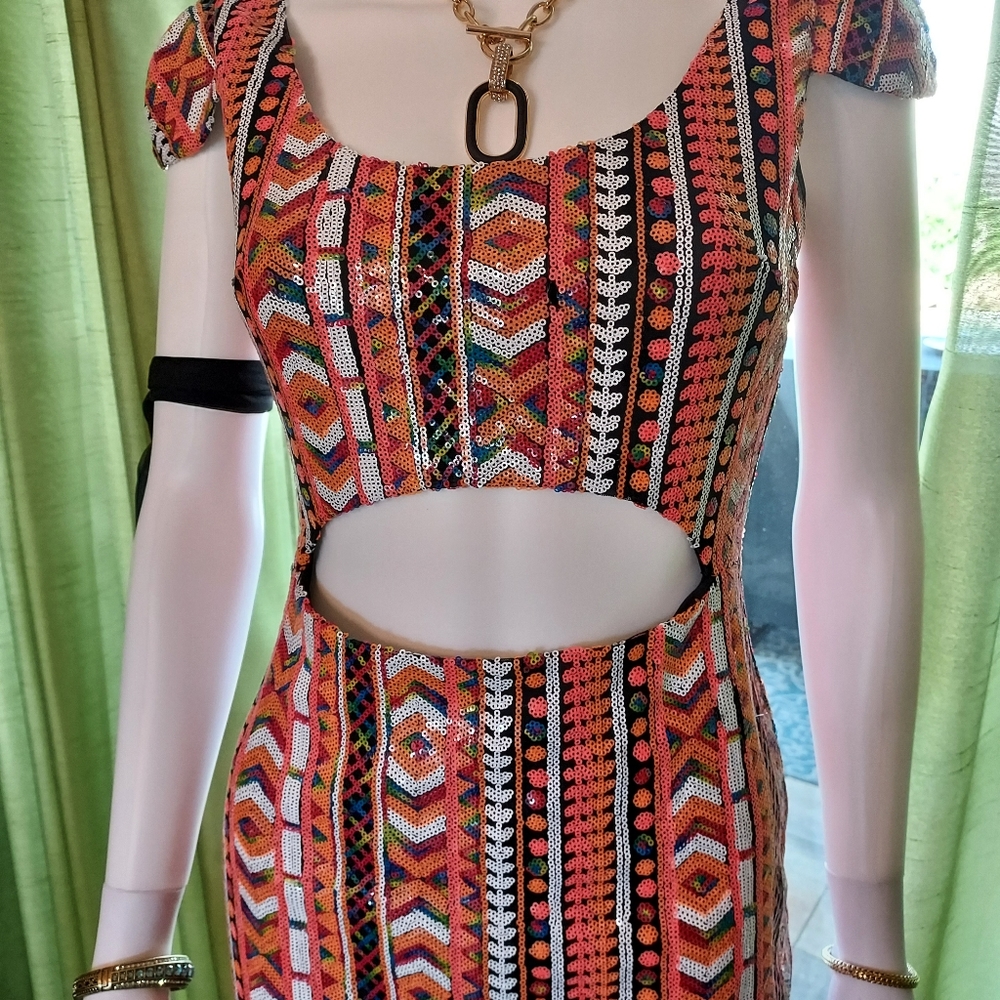 Sequin Cut-Out Midi Dress - Understated Glamour